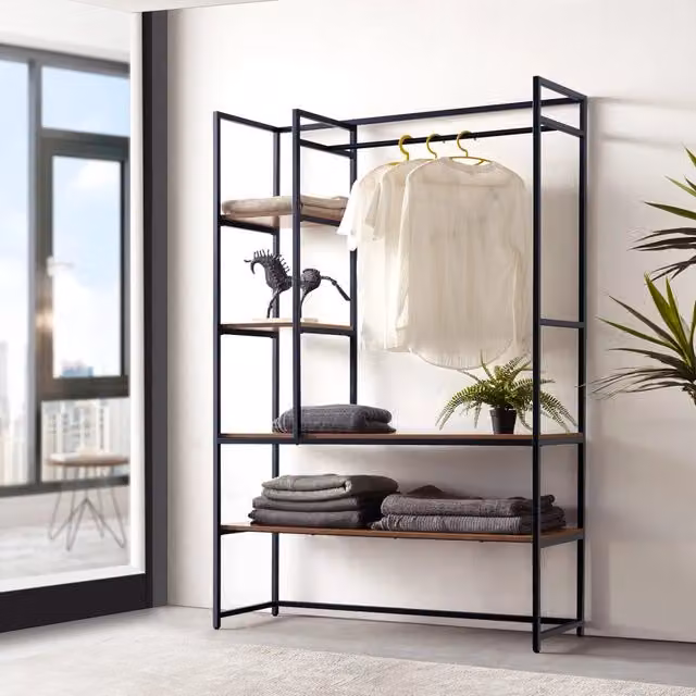 Organizzatore Guardaroba Horgau en.casa, colore Noce e Nero, H 180 x L 120 x P 40 cm