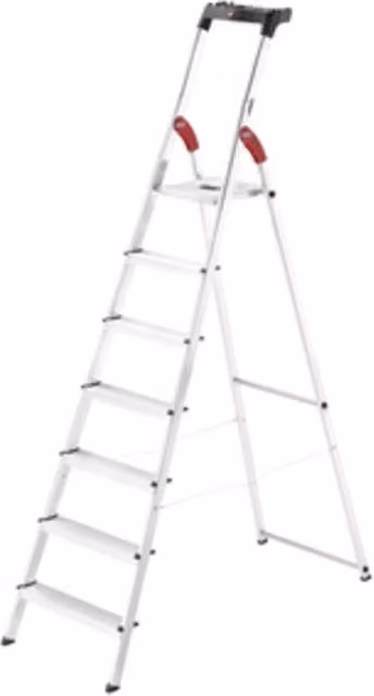 Scala a pioli Hailo Art. L60 in alluminio e acciaio, 7 gradini, colore argento