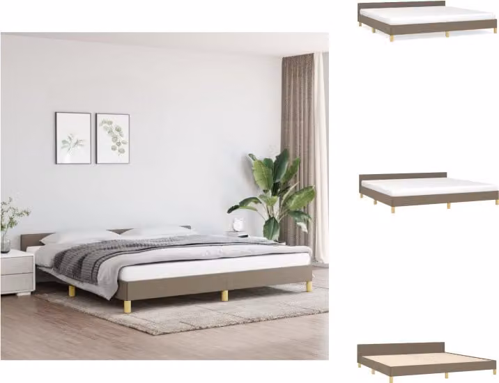 vidaXL Struttura letto con testiera in tessuto taupe 200x200 cm - Letti e strutture letto