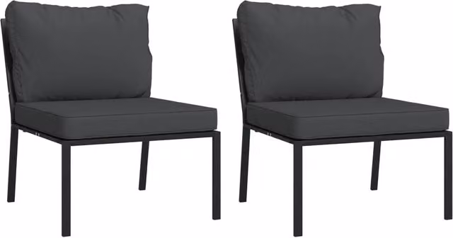 Set di 2 sedie da giardino moderne in acciaio con cuscini grigi, L/P/H: 60 x 74 x 79 cm – 1