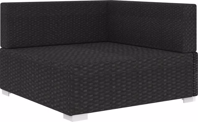 Poltrona Modulare ad Angolo vidaXL con Cuscini in Polyrattan e Metallo Nero Opaco