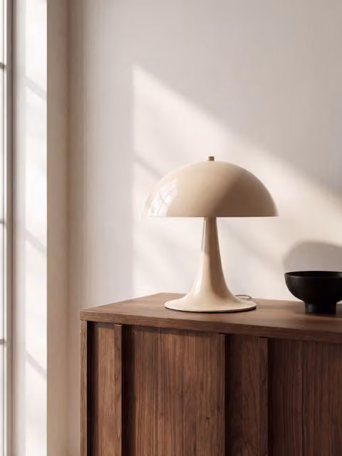 Topper lampada da tavolo beige Kenay Home moderna in metallo e plastica