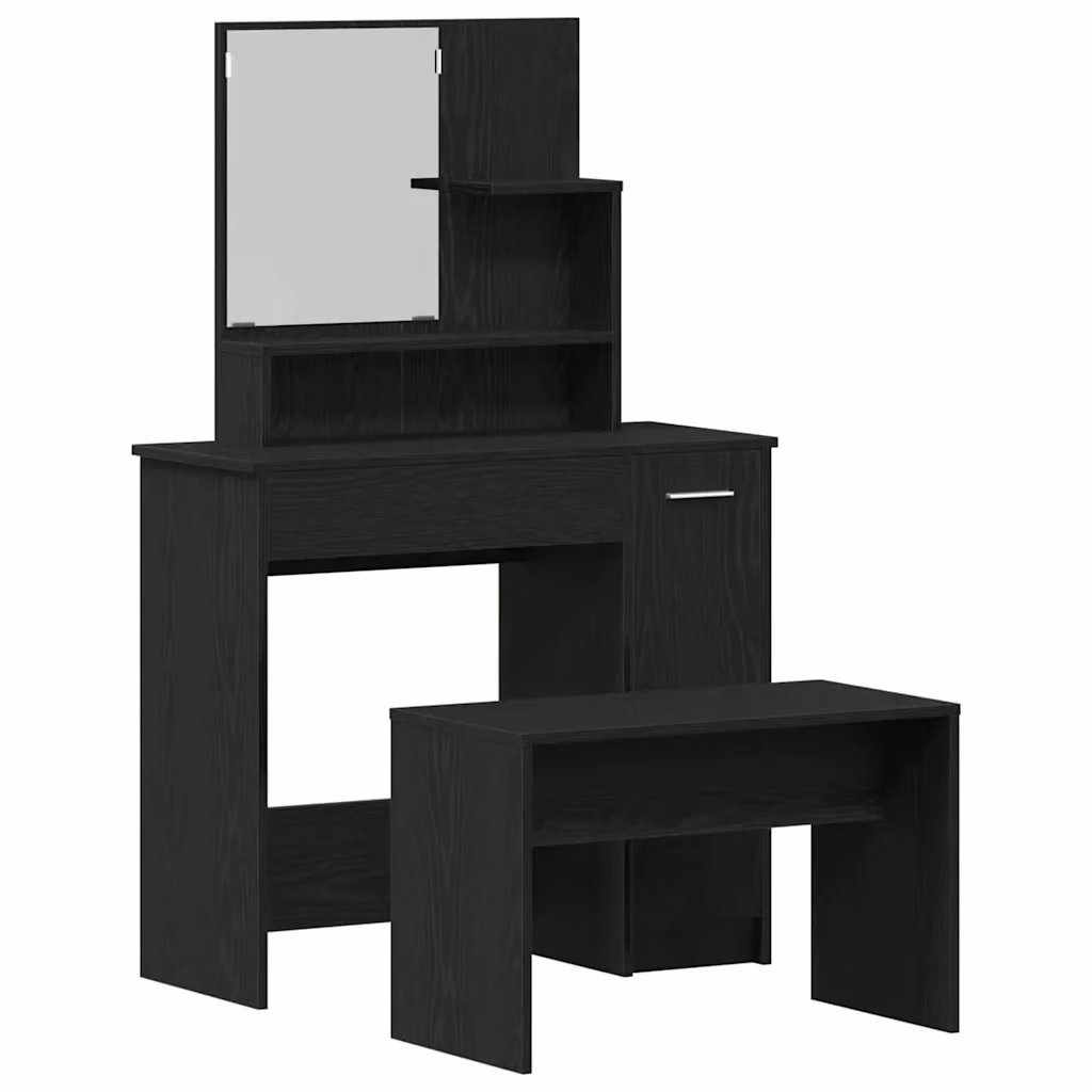 Set Tavolo da Trucco 2 pz vidaXL Nero L: 86,5 cm, P: 35 cm, H: 136 cm – 2