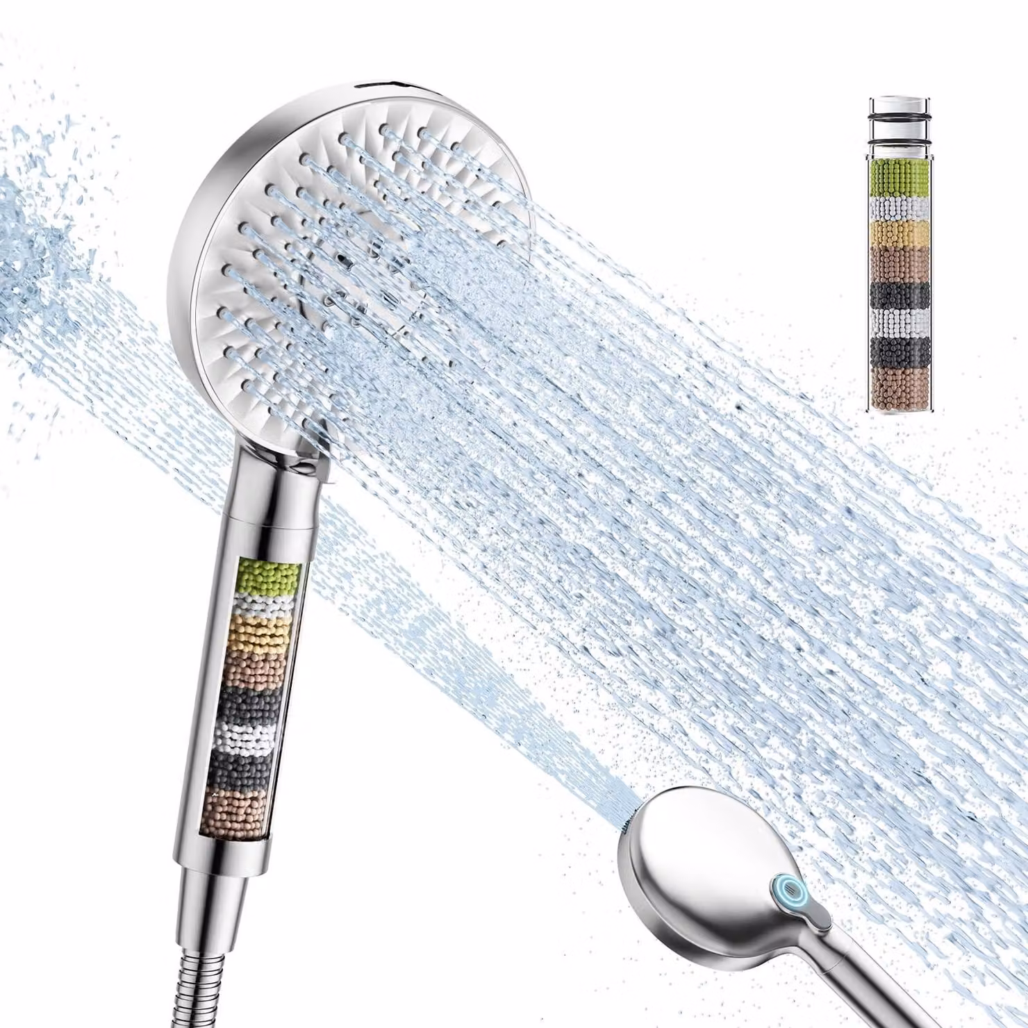 Doccia con filtro, soffione a pressione elevata