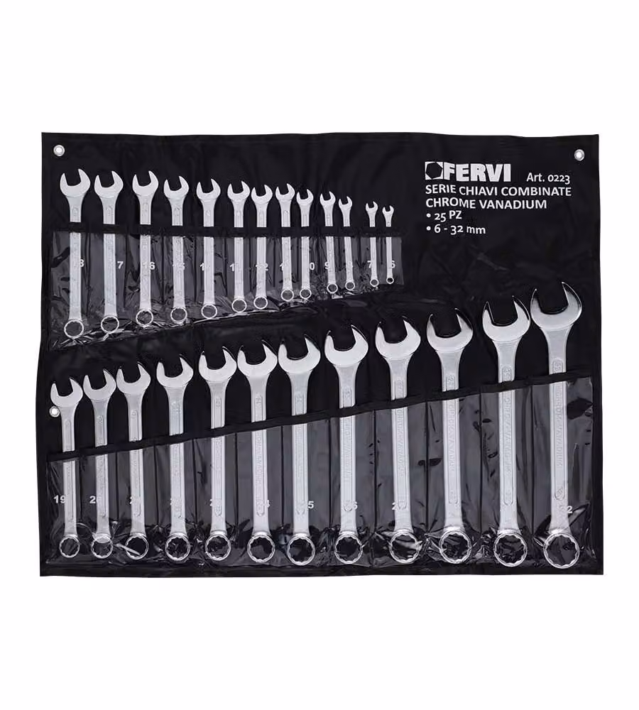 Fervi Set 25 Chiavi Combinate Cromate Misure 6-32 mm Fai-da-te