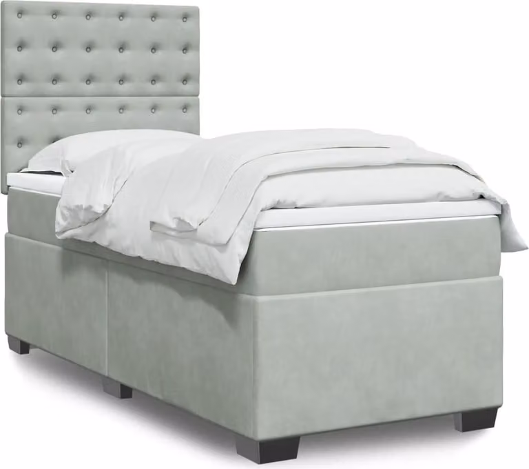 Maison Exclusive - Giroletto a Molle con Materasso Grigio Chiaro 90x200 cm Velluto