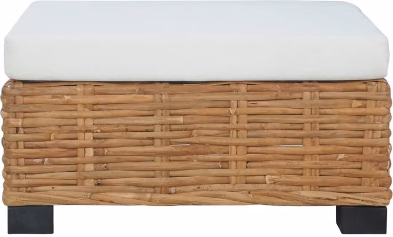 vidaXL Sgabello con cuscino in rattan naturale