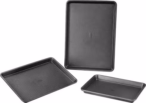 Set di 3 teglie da forno Vevor in acciaio al carbonio antiaderente, colore nero antracite, ideali per biscotti e torte