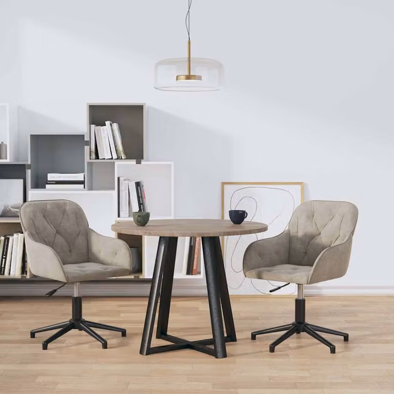 Set di 2 sedie da pranzo girevoli vidaXL in velluto grigio chiaro