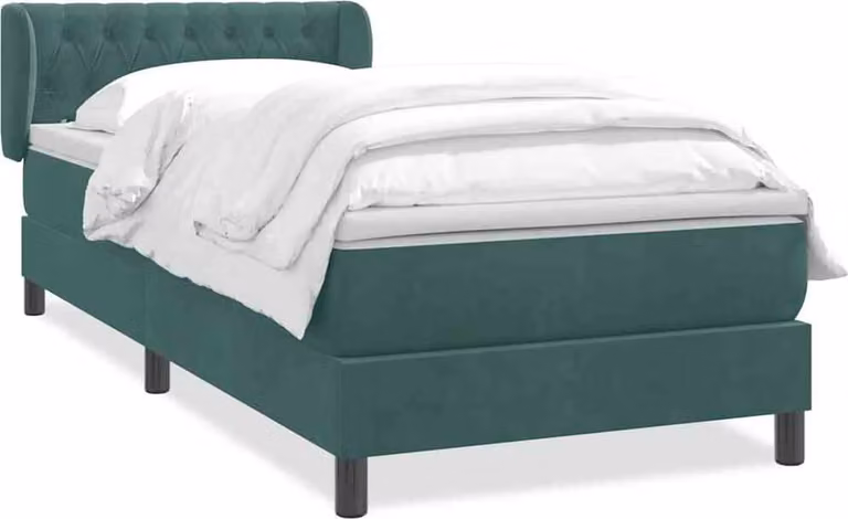 Giroletto a Molle con Materasso Verde Scuro 80x220 cm Velluto