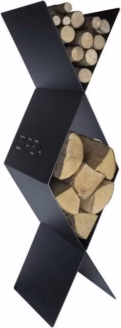 Portalegna Rombo alto in acciaio CREA colore nero L: 42,1 cm, P: 31,0 cm, H: 29,0 cm – 1