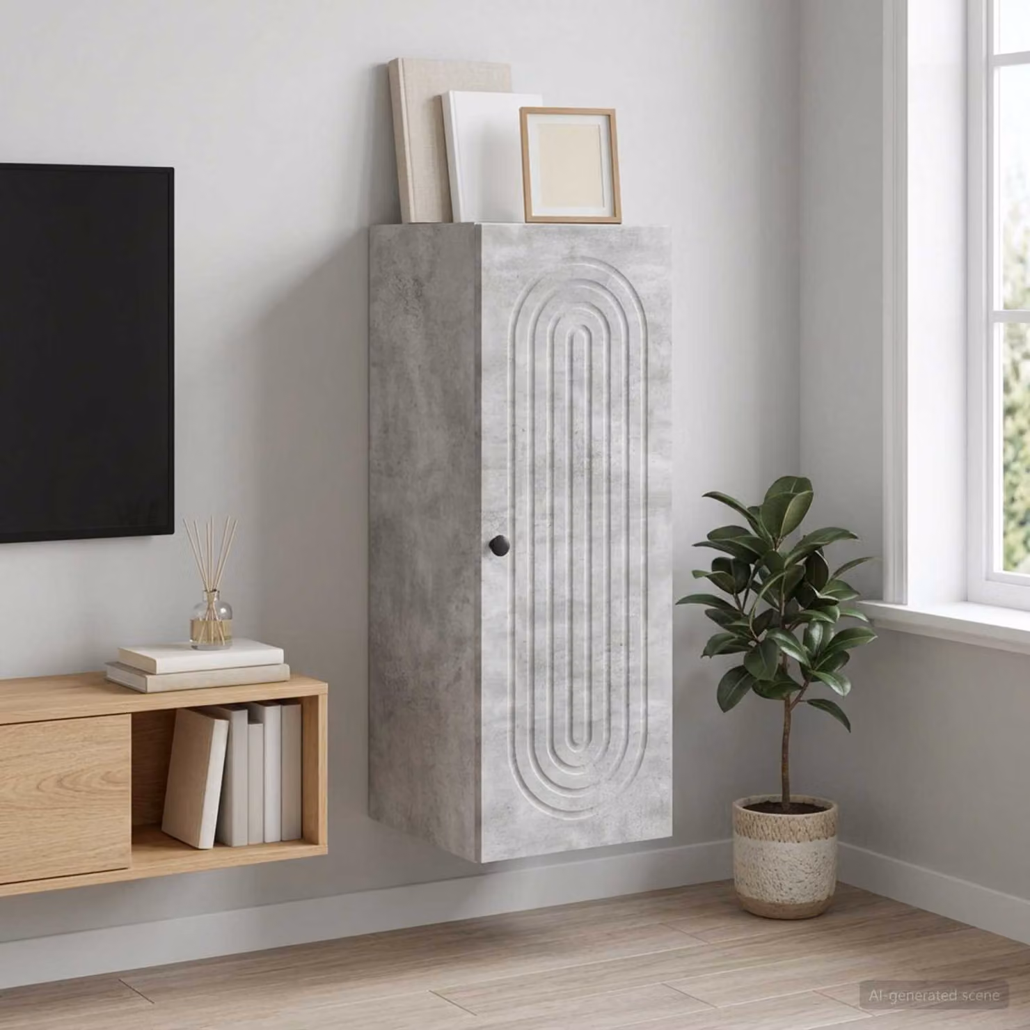 Mobiletto a muro vidaXL moderno in grigio con ante a battente e ripiani interni L: 33 cm, P: 34,5 cm, H: 90 cm