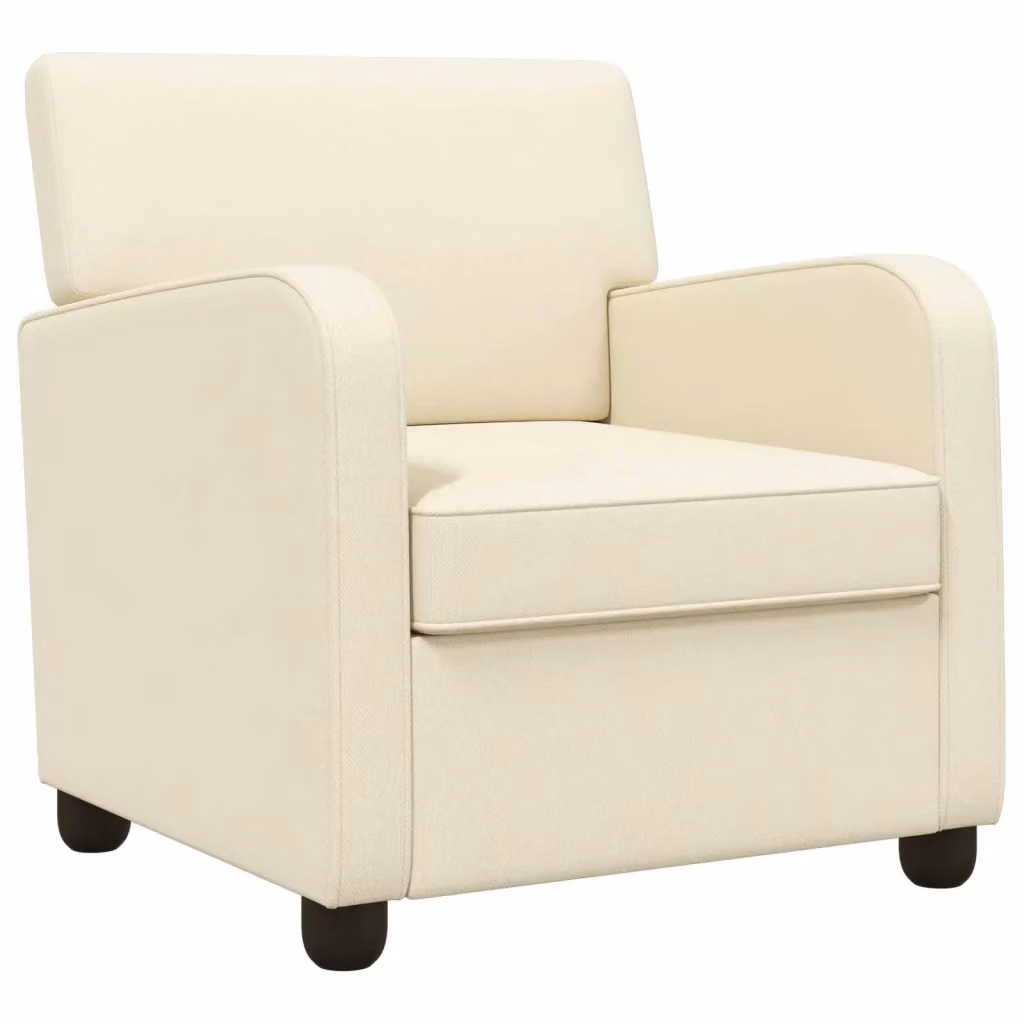Poltrona moderna in velluto beige vidaXL con braccioli e seduta in schiuma per soggiorno o camera da letto – 2