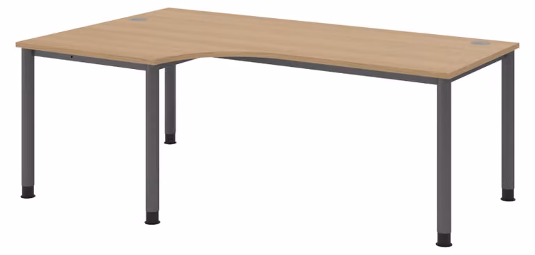 bümö Scrivania Serie H - Struttura: grafite, Dimensioni: scrivania angolare 200 x 120 cm, Finitura: rovere