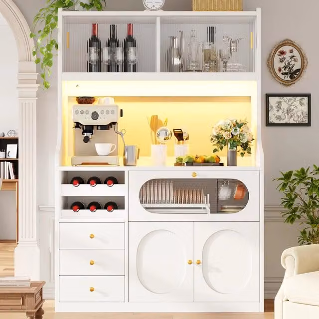 Mobile cucina alto con ante scorrevoli vetro e cassetti ¨C Minimal ¨C Bianco/Nero 120cm