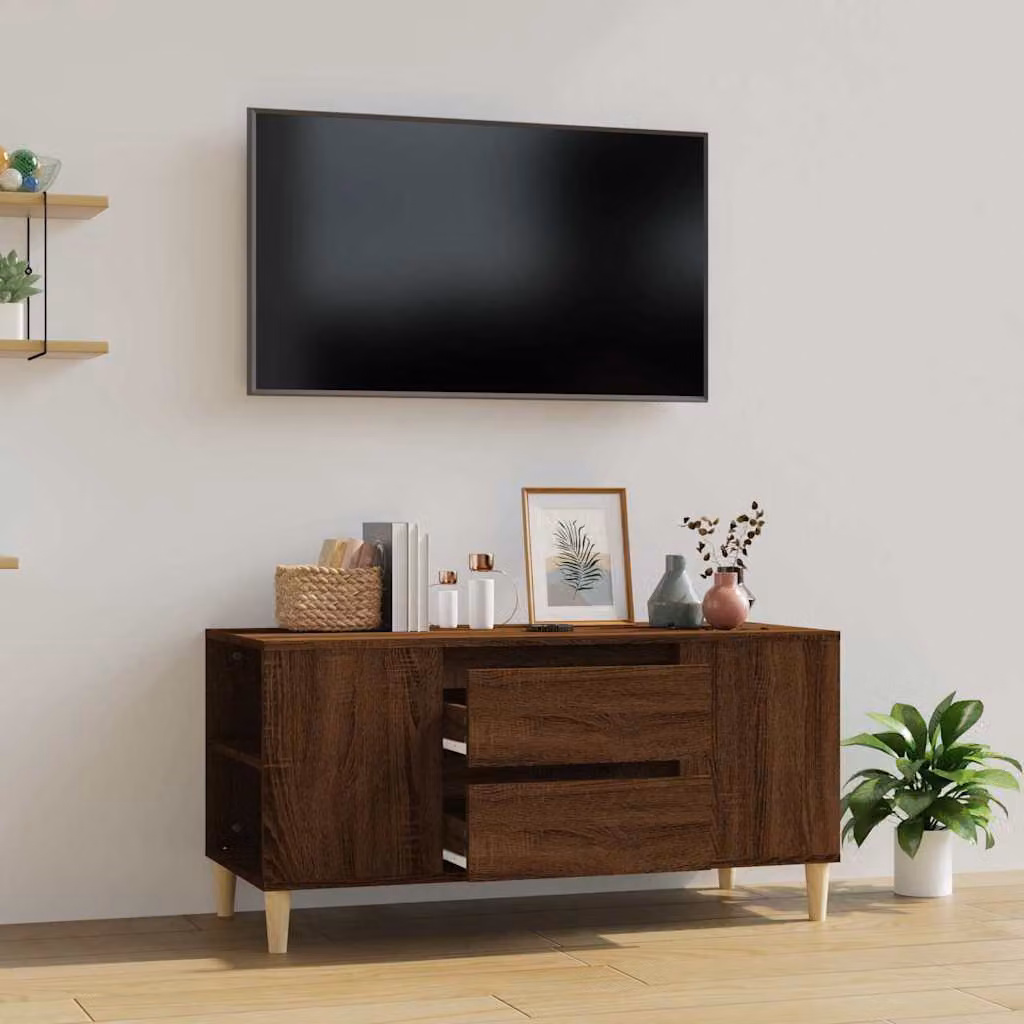 vidaXL Mobile Porta TV in Legno Multistrato Rovere Marrone, Stile Scandinavo, L: 102 cm, P: 44,5 cm, H: 50 cm