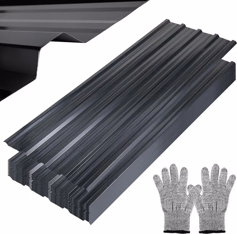 Ikodm, 24 lamiere ondulate per tetti, profilate in metallo, incluse guanti resistenti al taglio, dimensioni 129x46 cm, spessore 0,25 mm, superficie 14 m², colore antracite