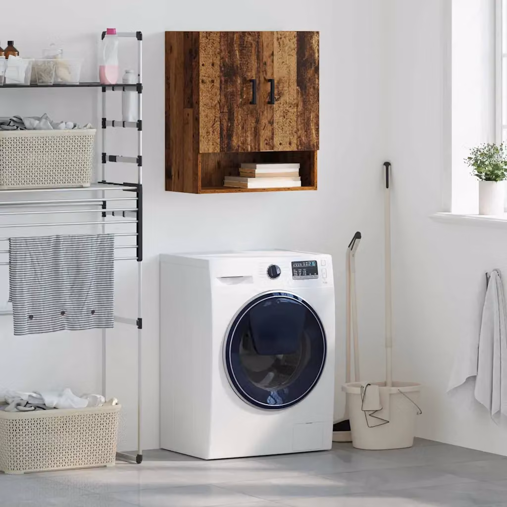 Armadietto a muro moderno vidaXL in legno marrone con ante a battente e ripiani interni L: 60 cm, P: 31 cm, H: 70 cm