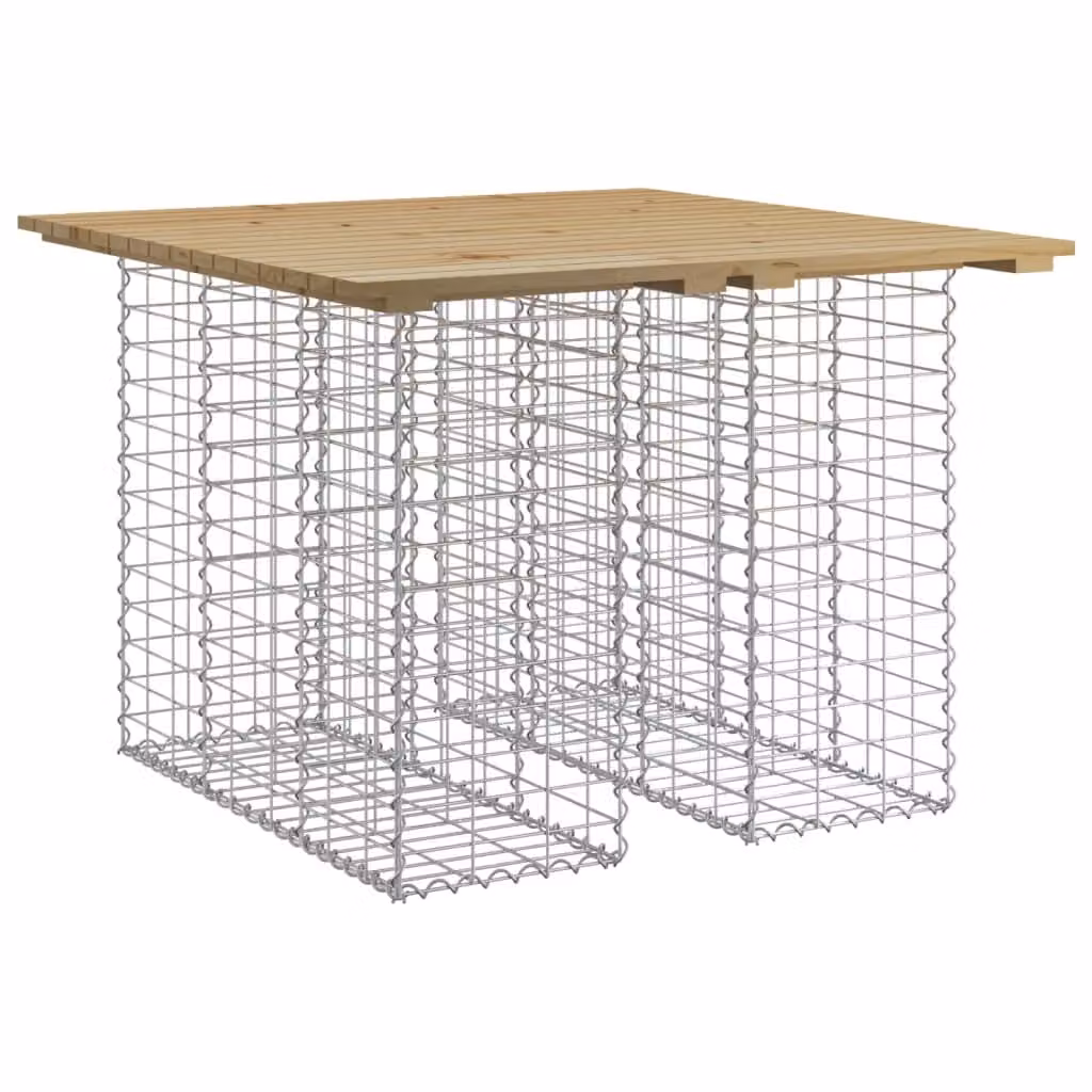 Tavolo da giardino in gabbione design 100x102x72 cm in legno di pino impregnato