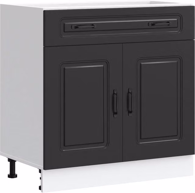 Mobile da cucina moderno HELLOSHOP26 con ante a battente e cassetti in legno composito nero L: 80 cm, P: 46 cm, H: 81,5 cm
