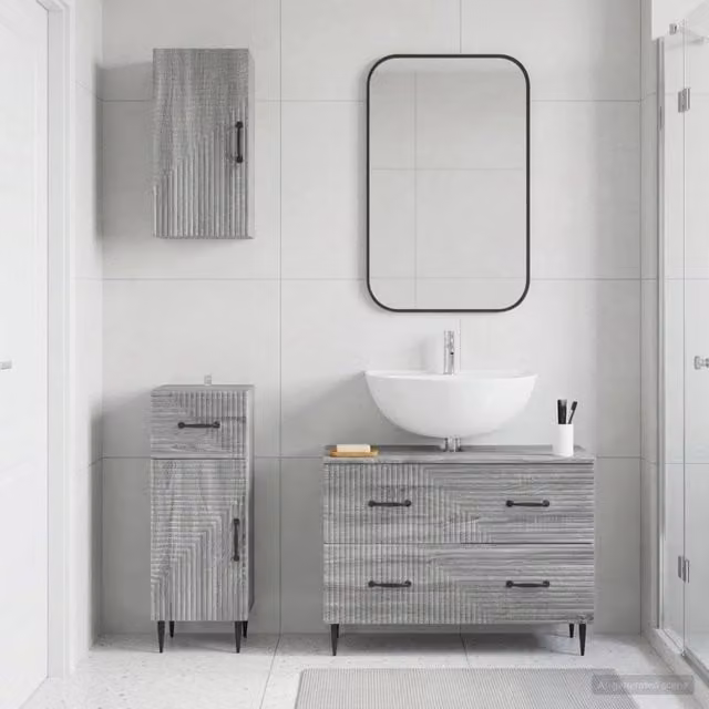 Set di armadietti da bagno in 3 pezzi HAARLEM Sonoma grigio 3417780