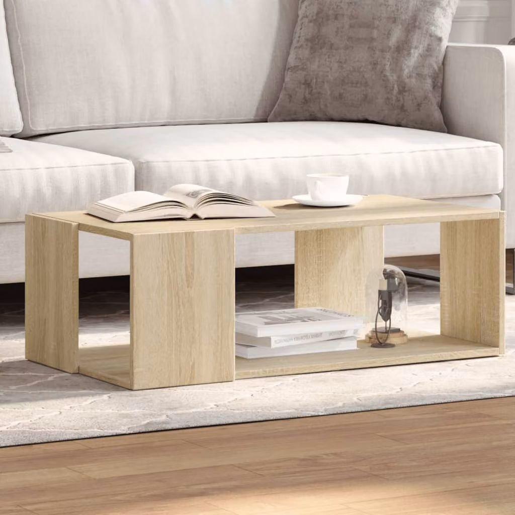 vidaXL Tavolino da salotto moderno in legno color rovere, L: 89,5 cm, P: 48 cm, H: 30 cm