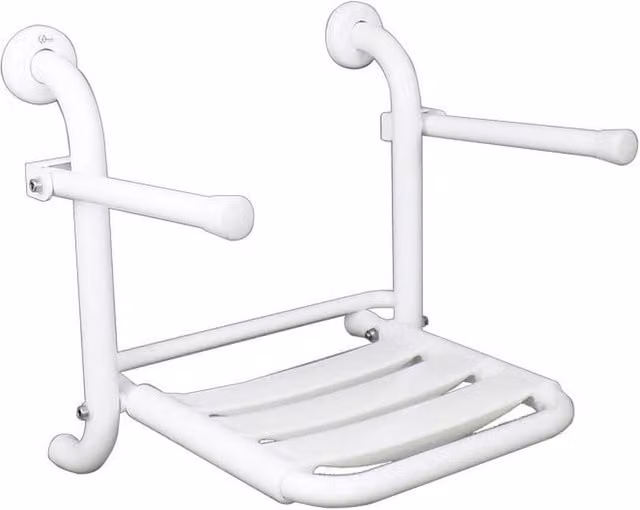 Seggiolino ribaltabile inox con braccioli reclinabili e doghe