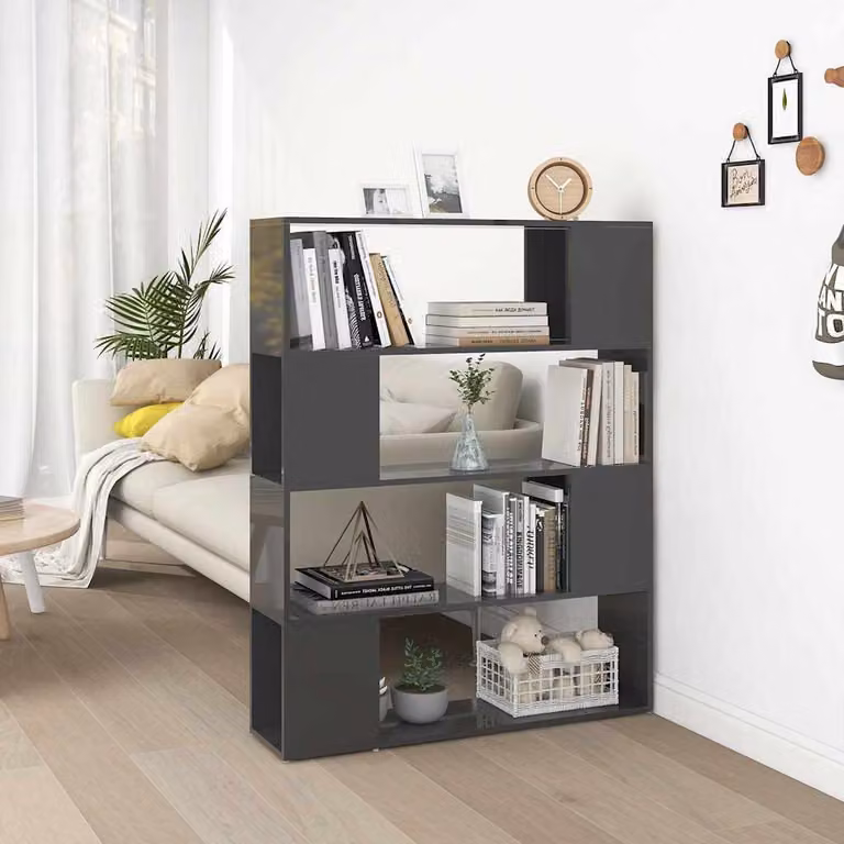 Libreria/Divisorio vidaXL Grigio Lucido L: 100 cm, P: 24 cm, H: 124 cm