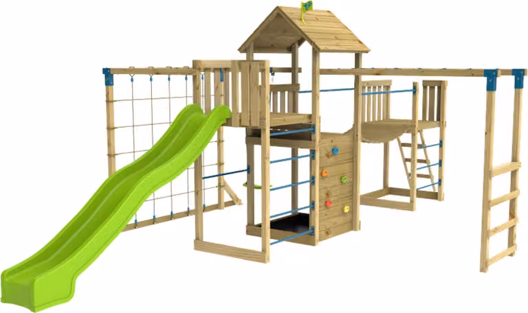 TP Toys Grattacielo 7 Torre giochi con scivolo, altalena e struttura per arrampicarsi