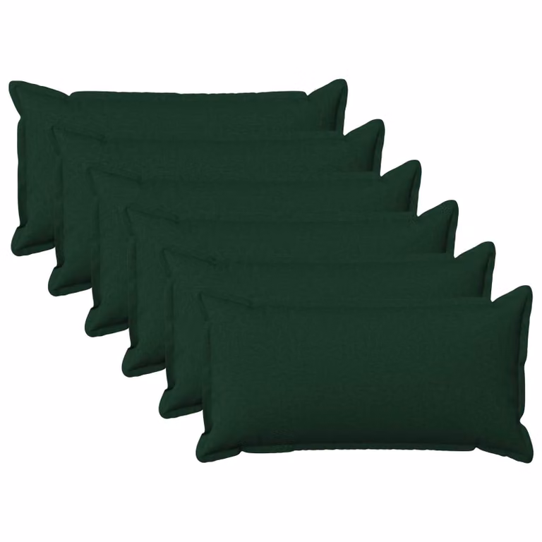 Set di 6 cuscini rettangolari vidaXL HOUTEN in lino verde scuro con fodera lavabile e rimovibile