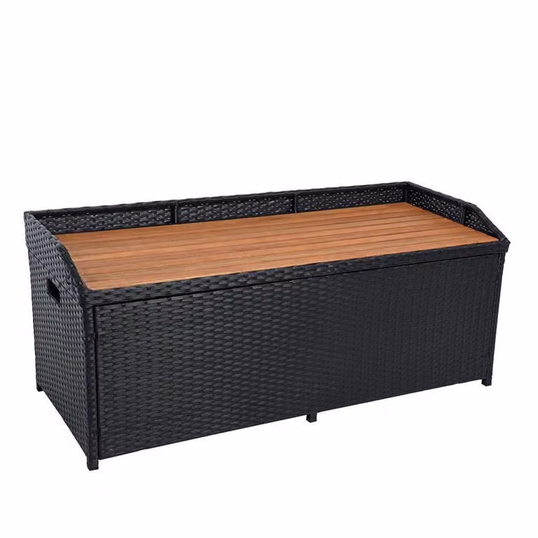 Panca da giardino con cuscino cassapanca in rattan panca in polyrattan nero