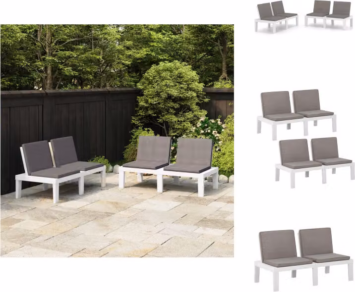 vidaXL Panche da giardino con cuscini 2 pz. Plastica bianca - Panchine da giardino