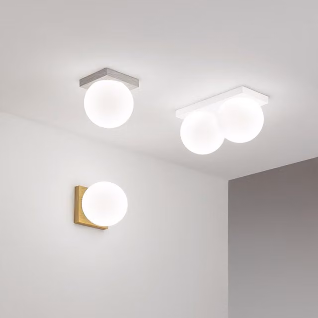 Applique Plafoniera Perenz Dot LED Moderna in Metallo e Vetro Bianco e Oro per Bagno