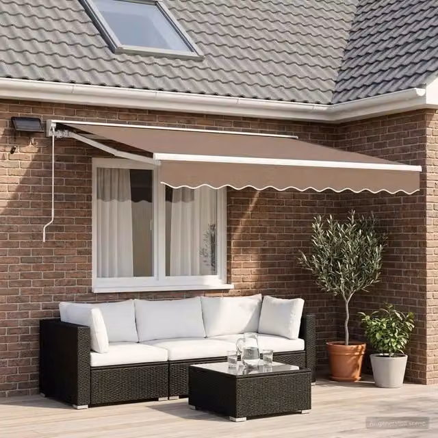 Semi cassette Videx in poliestere beige e bianco con struttura in alluminio e telecomando