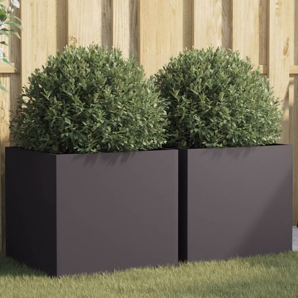 Set di 2 fioriere vidaXL in acciaio nero L: 49 cm, P: 47 cm, H: 46 cm