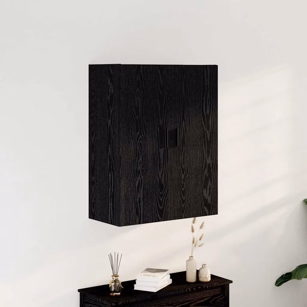 Mobile a muro vidaXL moderno in Rovere Nero con ante a battente e ripiani interni, L: 69,5 cm, P: 34 cm, H: 90 cm