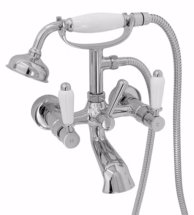 Miscelatore monocomando per doccia a parete, finitura cromata, leva in Vetroceramica, distanza tra i fori di collegamento: 150 mm