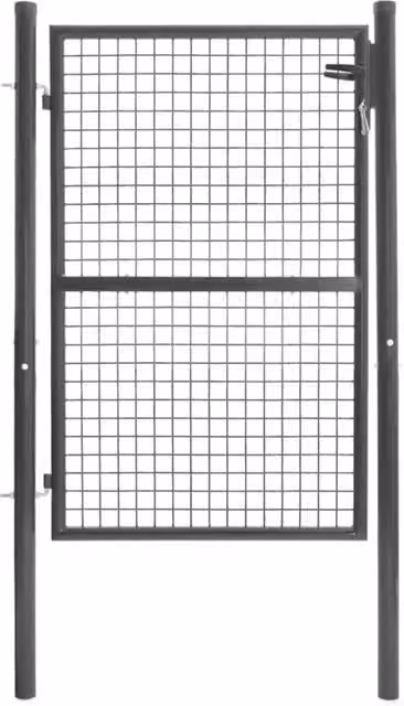 IDMarket Cancelletto da giardino singolo in acciaio grigio antracite con serratura e maniglia L: 105 cm, H: 125 cm