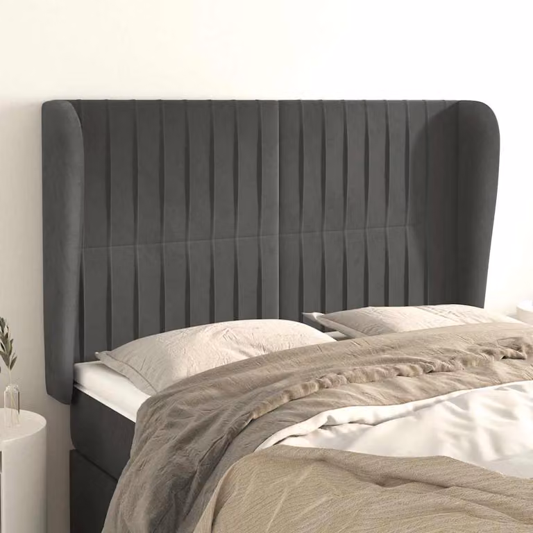 Testiera ad orecchio vidaXL in velluto grigio scuro L: 147 cm, P: 23 cm, H: 118/128 cm