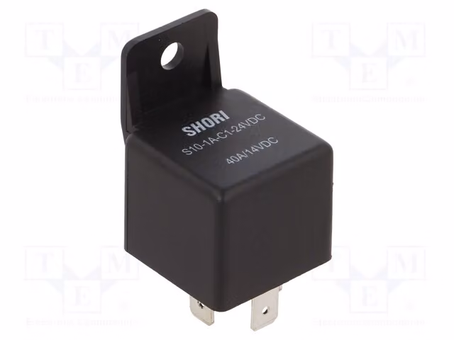 1 relè: elettromagnetico per veicoli, 40A, bobina: 24VDC, 1,8W, modello S10-1A-C1-24VDC, elettrico