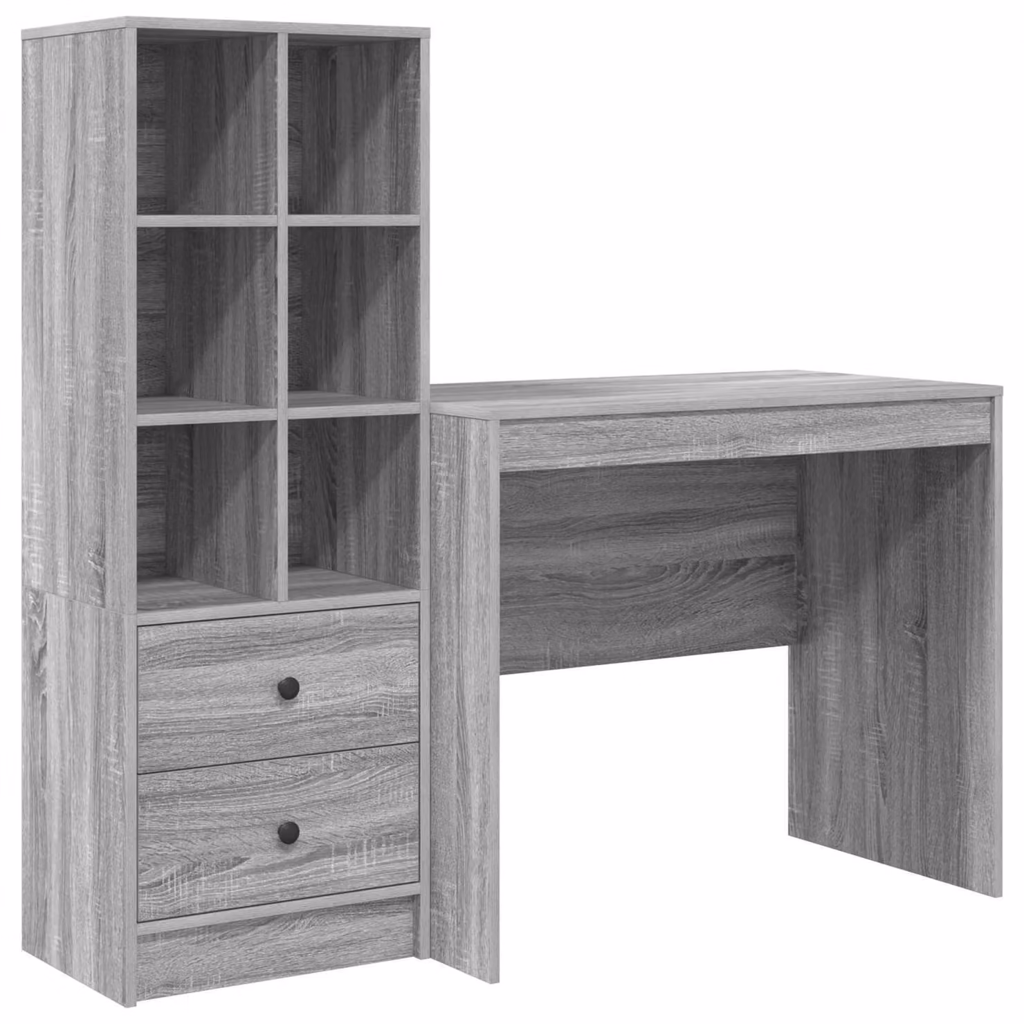 Scrivania con cassetto con lo scaffale 2 pcs Grigio Sonoma