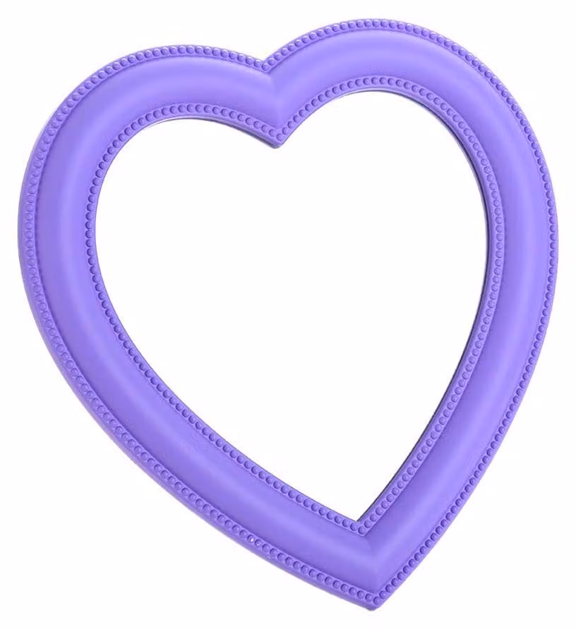 Specchio a forma di cuore, pieghevole, da tavolo o da parete, 27 x 28 cm, color viola