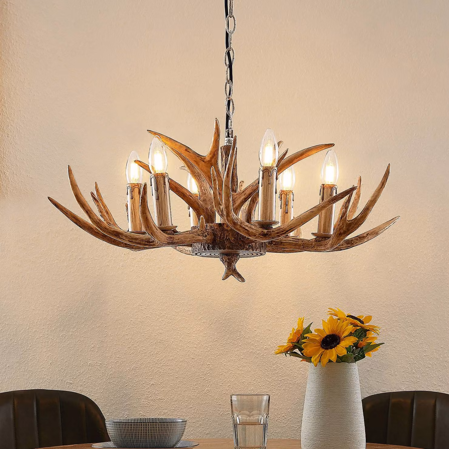 Lampada a sospensione Tejask Lindby, dimmerabile, Marrone / Ruggine, Soggiorno / Sala da pranzo, Plastica, Campagna / Rustiche, Lampada a sospensione