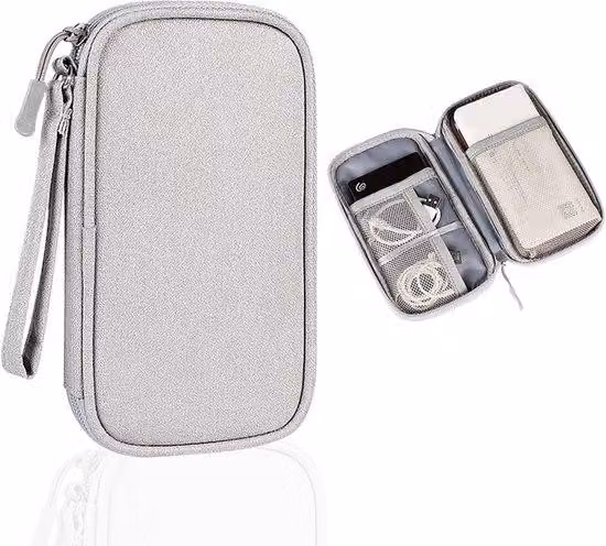 Organizzatore da viaggio digitale - Borsa in nylon - Accessori - Impermeabile - 19 x 11 x 5,5 cm - Grigio