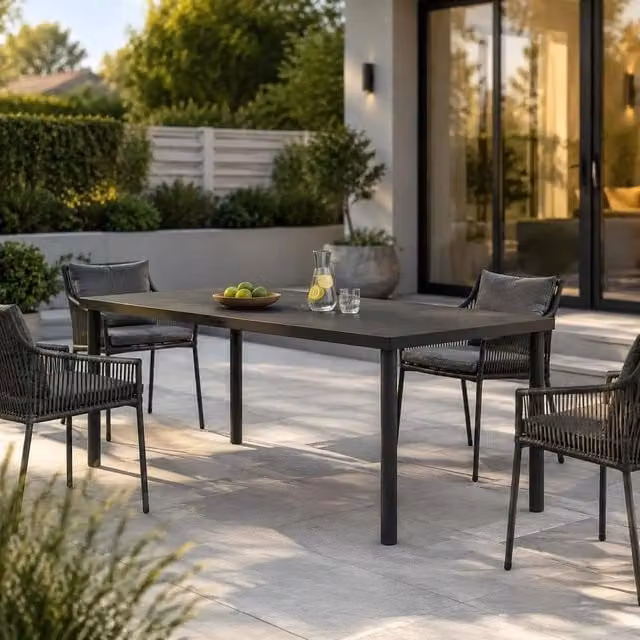 Outdoor Dining Table, Anthracite, 190x90x74 Cm, Steel