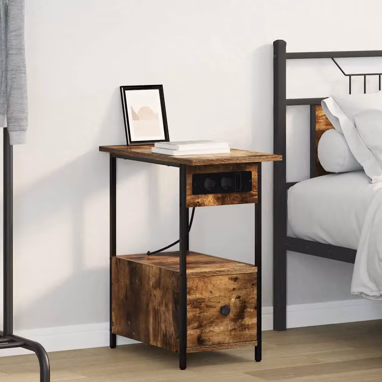 Armadio da notte vidaXL in stile rustico color marrone, L: 60 cm, P: 30 cm, H: 61 cm