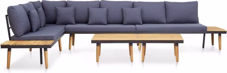 The Living Store Set salotto da giardino 7 pezzi con cuscini in legno massiccio marrone acacia