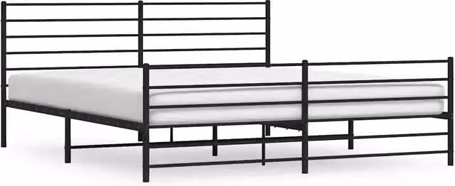 Letto matrimoniale | Letto per adulti | Giroletto con Testiera e Pediera Metallo Nero 183x213 cm