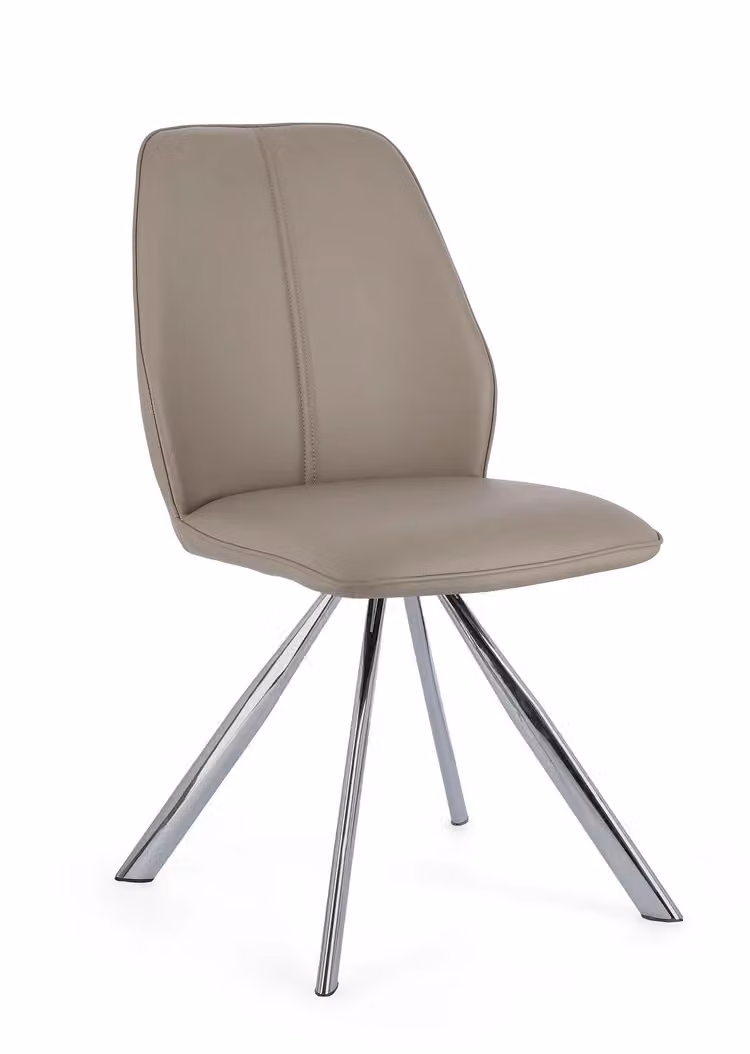 Set di 4 sedie MAXWELL similpelle tortora e gambe acciaio cromato