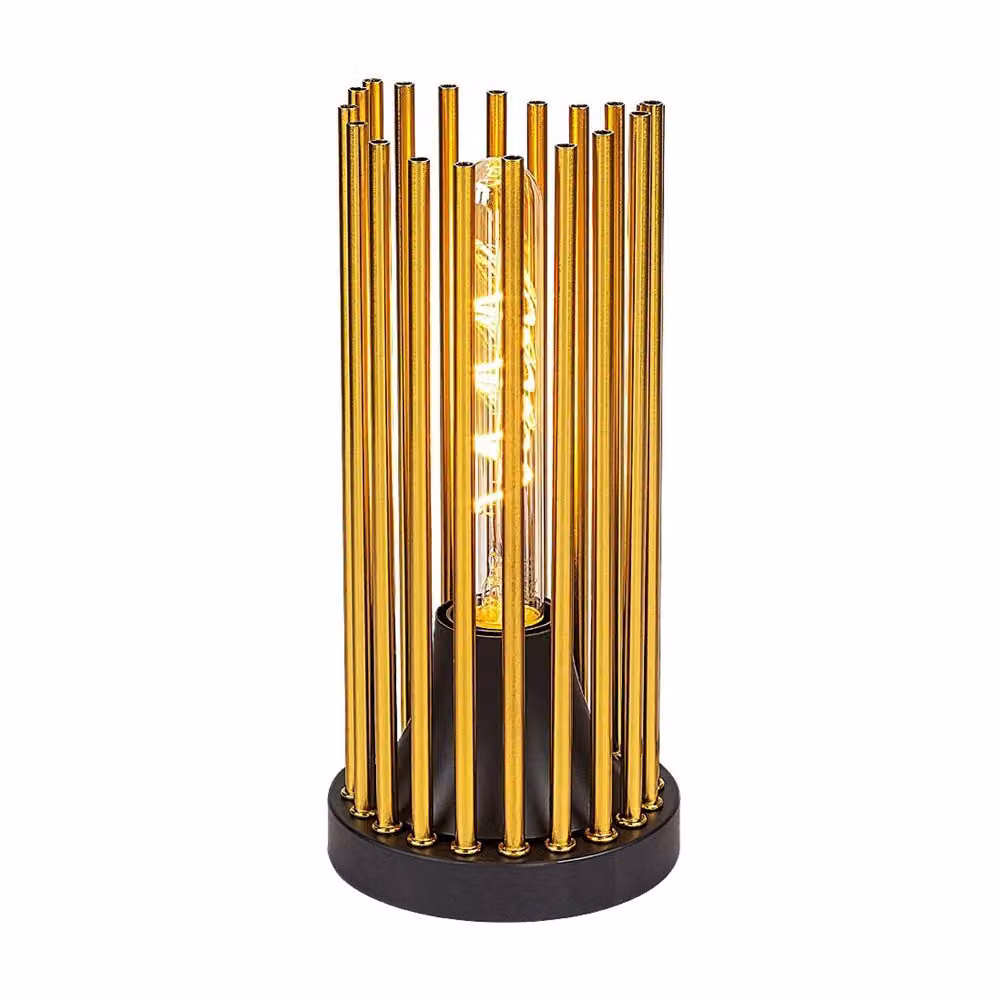 Lampada da tavolo moderna oro base nero opaco E27 Roxas 74021 Rabalux
